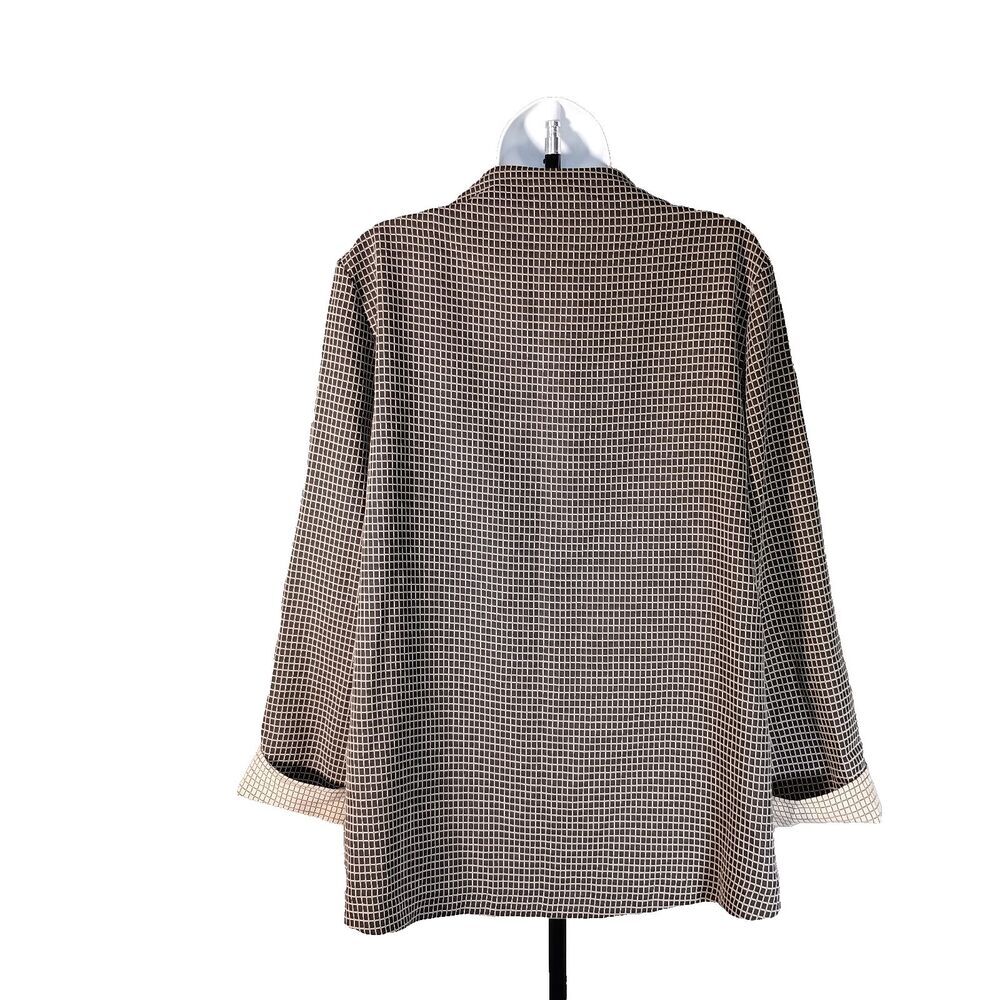 IC By Connie K Single Button Jacket Asymmetrical Balck Ivory Long Sleeve - Picture 4 of 7